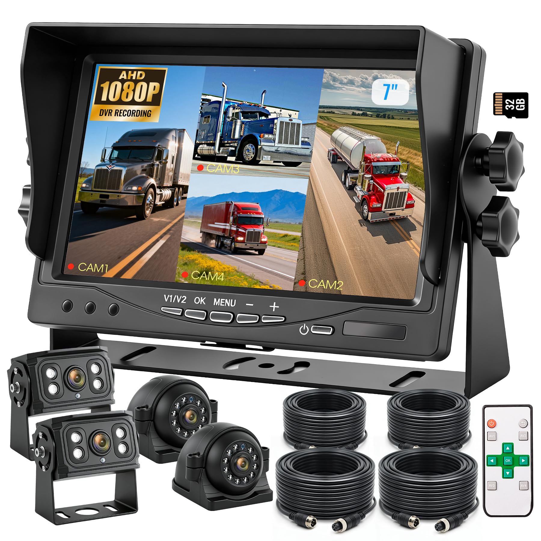 WOOCARTY 7 inch HD monitor with buttons and a clear display.