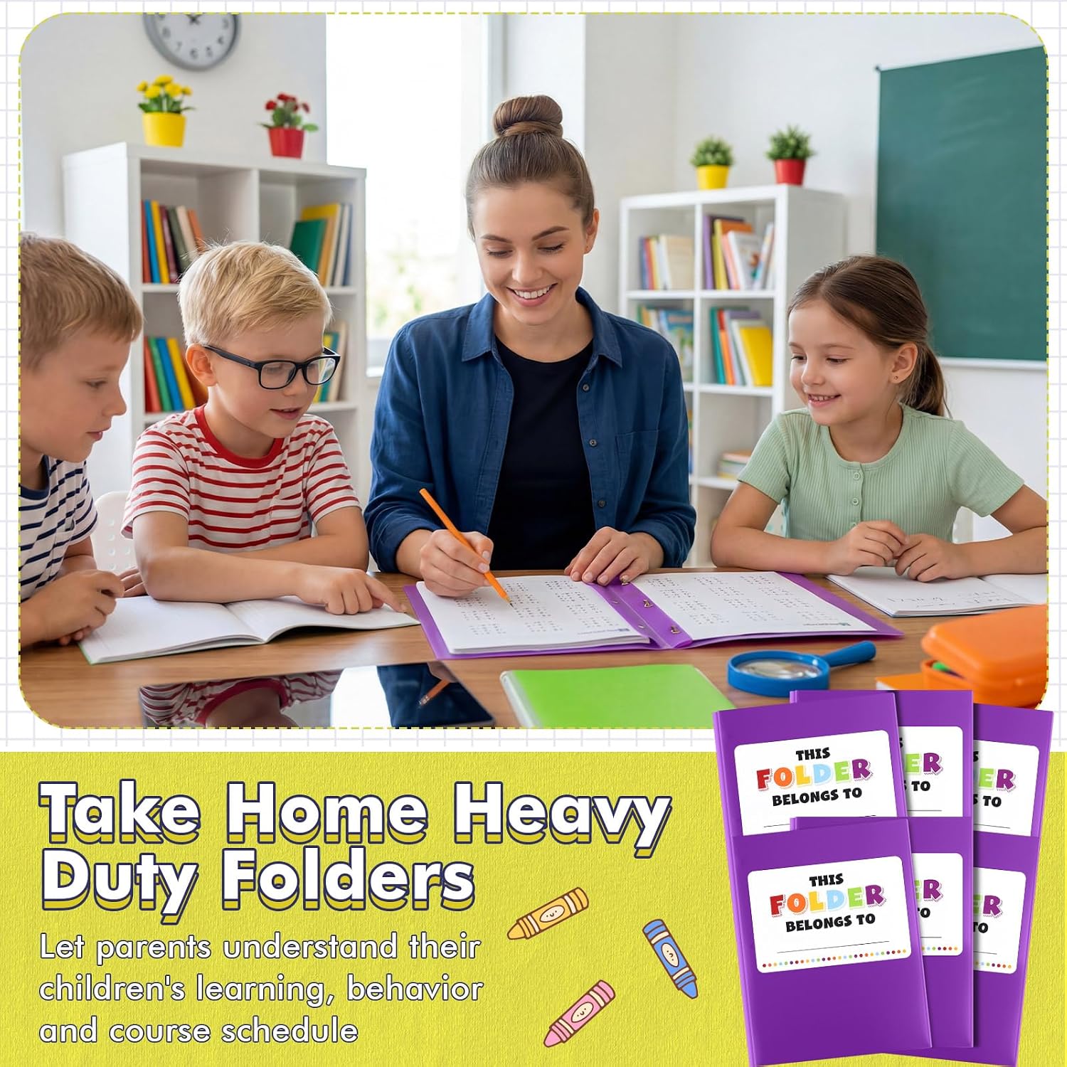 Affrolling 24 Pack Take Home Folders with Pockets for Students,Purple image 5