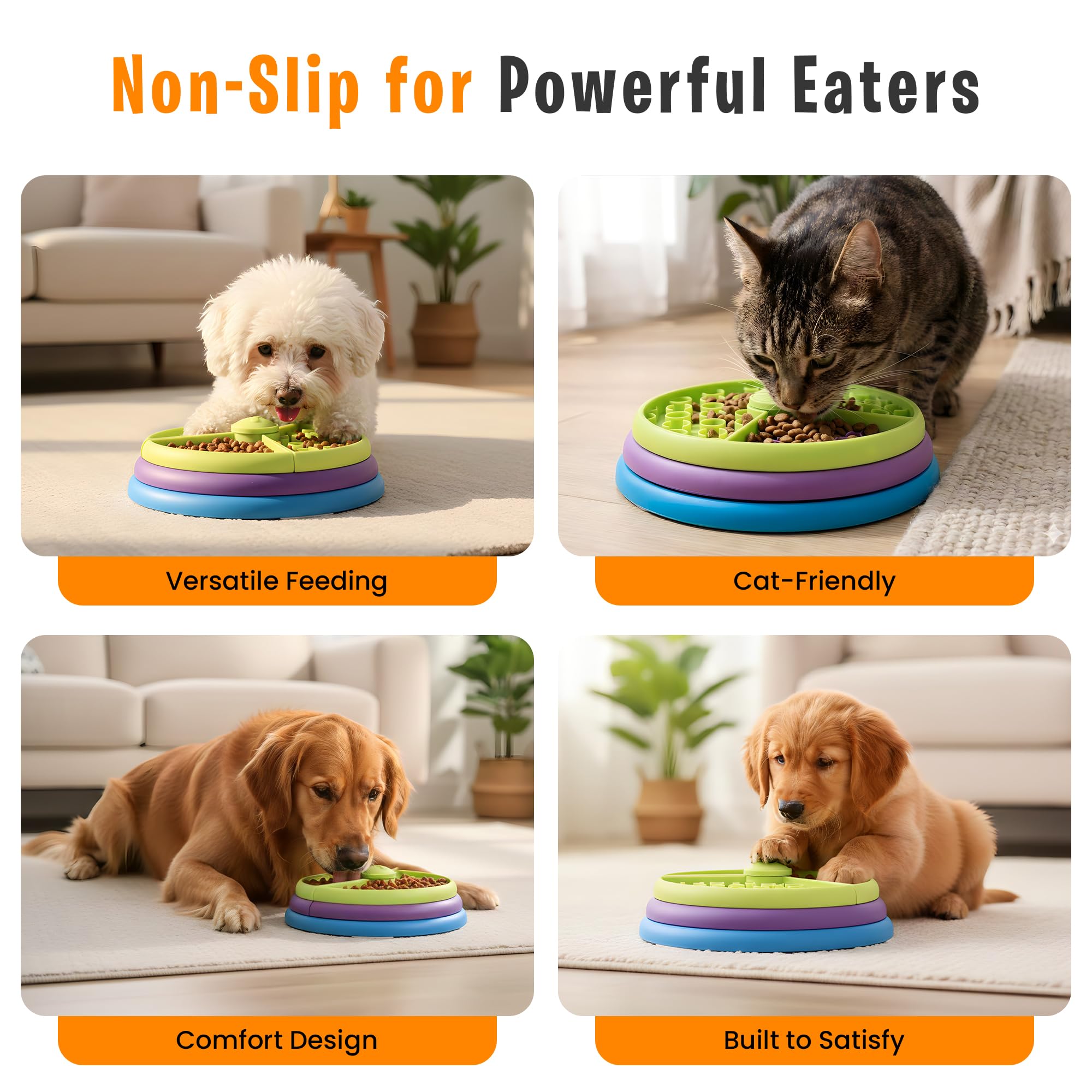 YOLLO Slow Feeder Dog Bowl 3 Levels, Interactive Puzzle Design to Reduce Boredom and Anxiety, Non Slip Dog Slow Feeder for Small Medium Large Dogs, Anti Gulp Design Promotes Healthy Eating - image 5