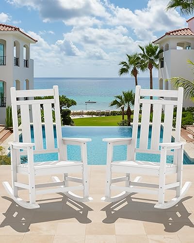 Miniatura 10 de KINGYES Mecedora para patio al aire libre, Aruba