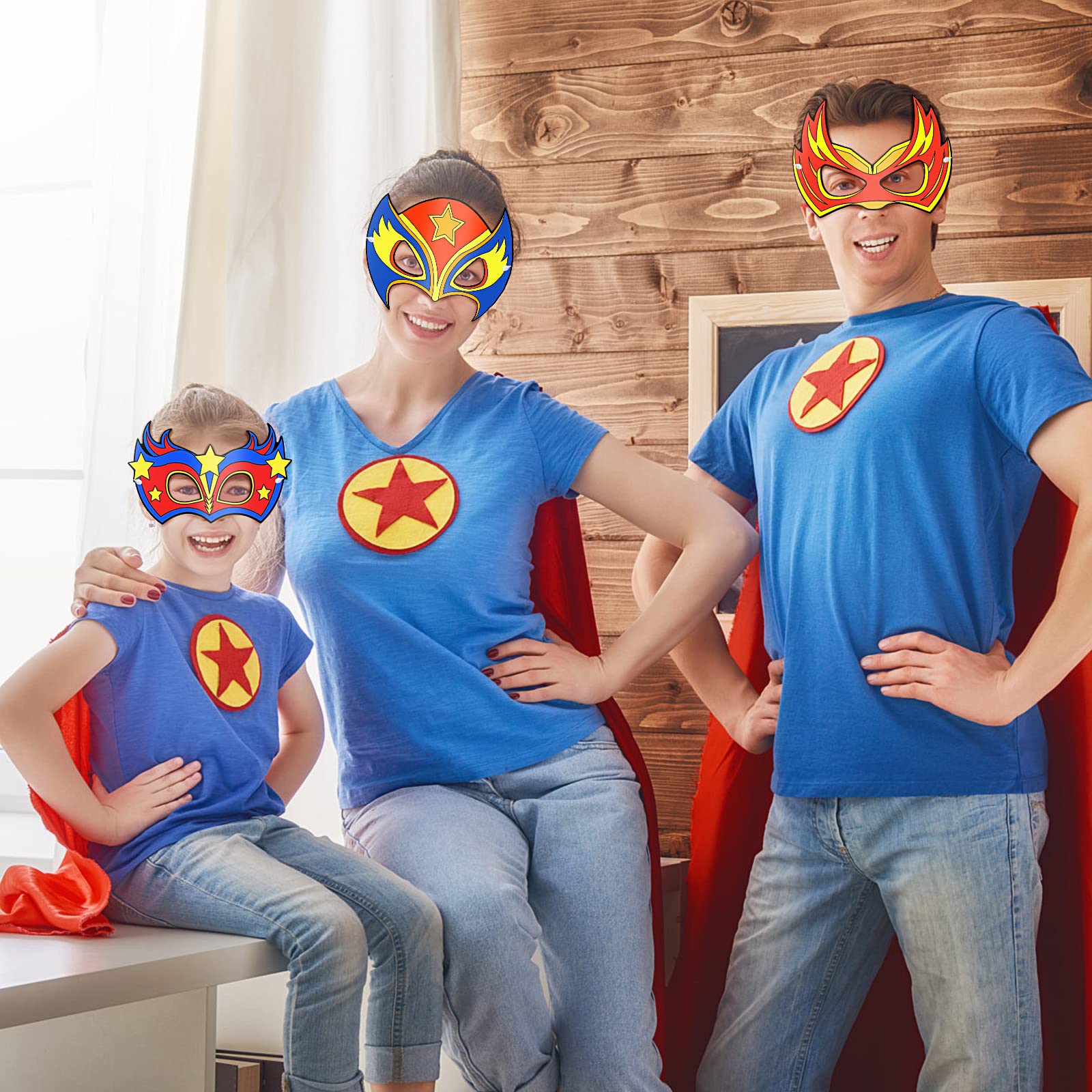 Hifot 9 szt. DIY maski superbohaterów na imprezę dla dzieci: biała kartka papier artystyczny z elastyczną linką do cosplay, przebieranki, artykuły na przyjęcie urodzinowe