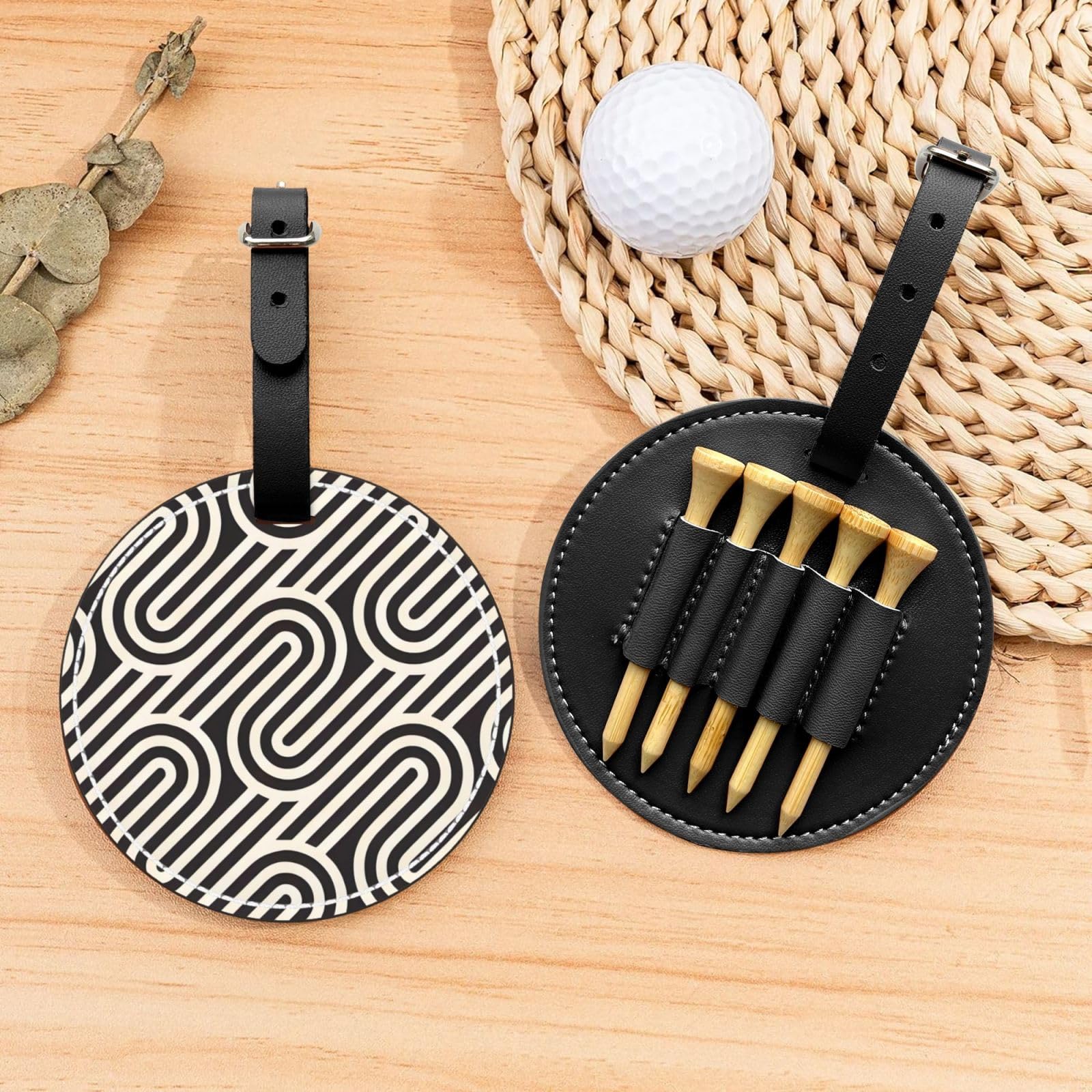 Black Curved Texture Black Golf tee Storage Bag - Durable and wear-Resistant Golf Accessories