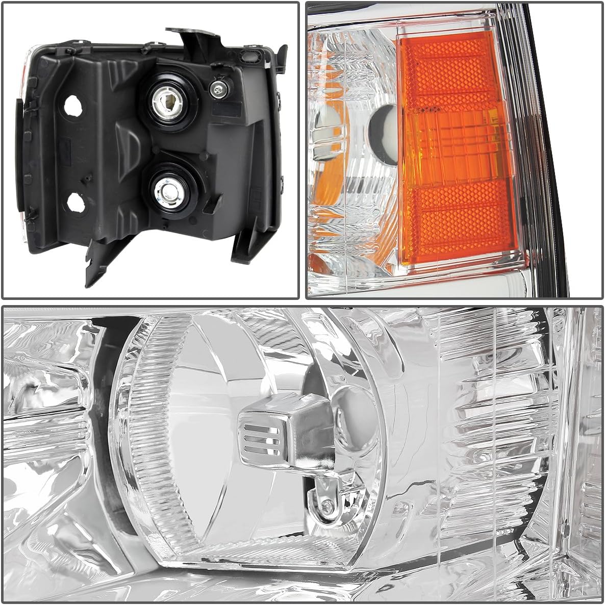 Auto Dynasty Compatible with Silverado GMT900 Pair of Chrome Housing Amber Corner Headlight+LED 3rd Brake Light