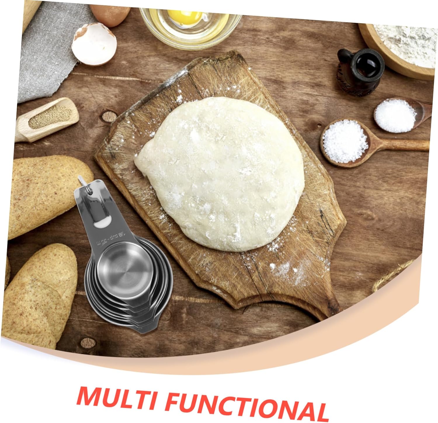 1set Stainless Steel Measuring Cup Scale Kitchen Baking Tool for Accurate Ingredient Measurement and Stylish Design for Cooking and Baking Needs