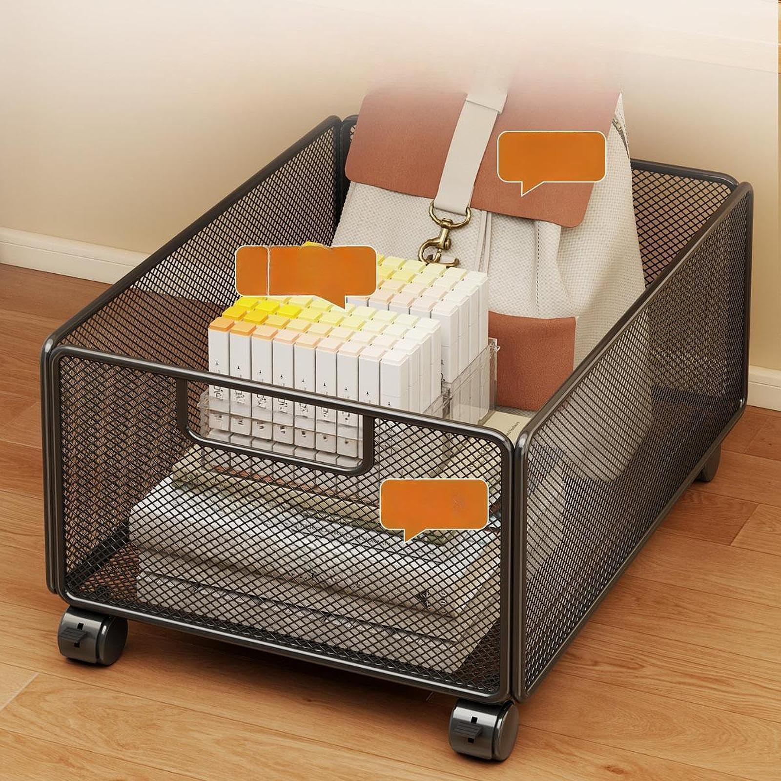 Carrello Portaoggetti sotto Scrivania Scaffale Organizzatore Documenti Libreria Mobile Ruote Facile da Spostare Adatto per Uffic, L