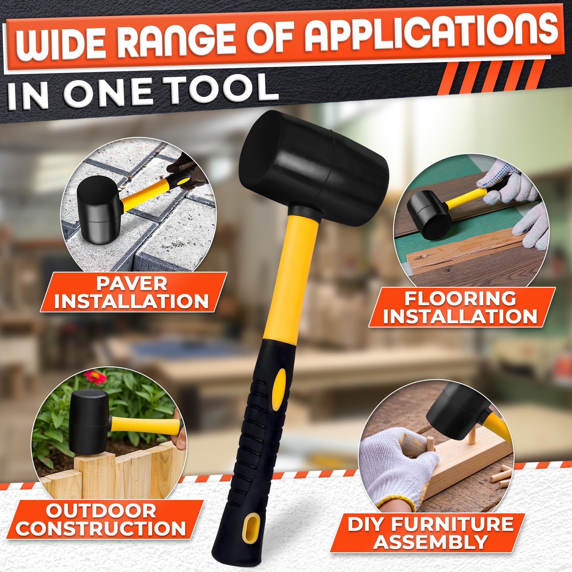 LEGLO 24oz Rubber Mallet - Durable Hammer for DIY -5