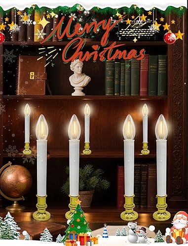 Miniatura 4 de Paquete de 10 velas de Navidad con pilas, sin llama, eléctricas, con temporizador, portavelas doradas para interiores, fiestas, mesa, Navidad