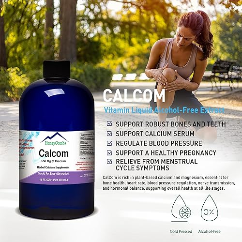 Miniatura 5 de Calcom Calcio Complejo  Calcio, Magnesio, Aminoácidos y Mezcla de hierbas  Gotas de calcio oral sin alcohol  Suplemento de calcio líquido para