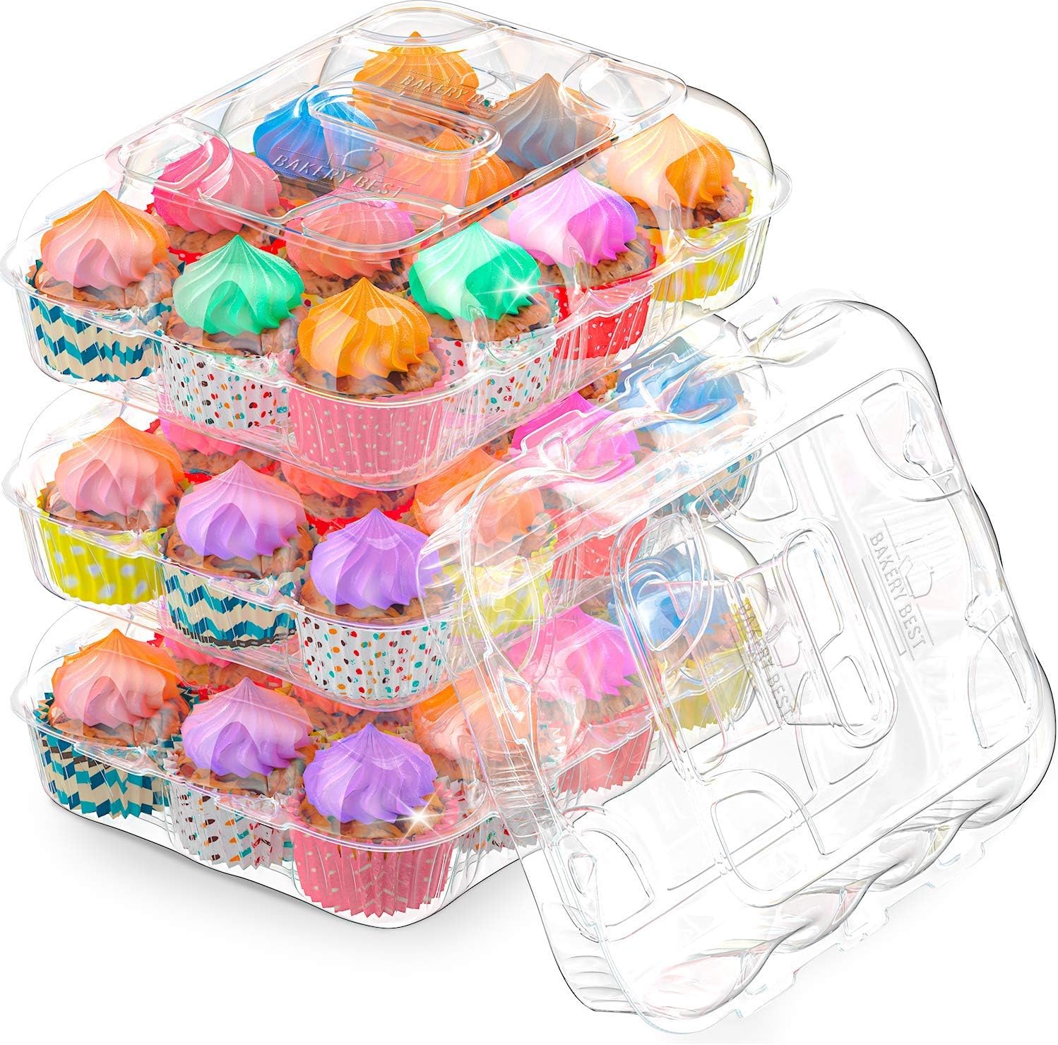 BAKERYBEST Cupcake Boxes, Disposable Plastic Containers