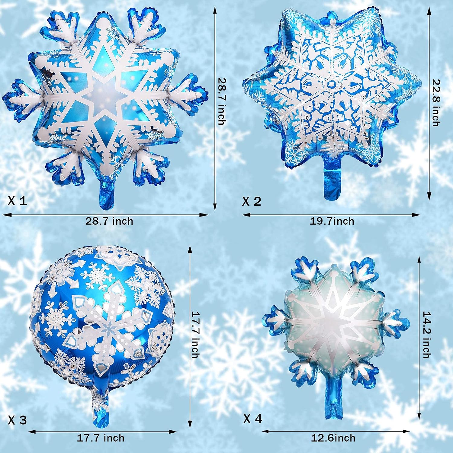 60 Pieces Winter Theme Balloons Set, Includes 50 Pieces Snowflakes Latex Balloons and 10 Pieces Snowflake Foil Balloons for Winter Theme Party Baby Shower Birthday Christmas Party Decoration
