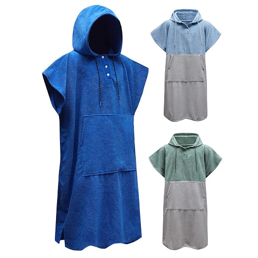 MissShorthair Surf Poncho Men&Women Towel Poncho Swim Parka Beach Changing Robe with Pocket Surfing Outdoor Sports Towel Robe