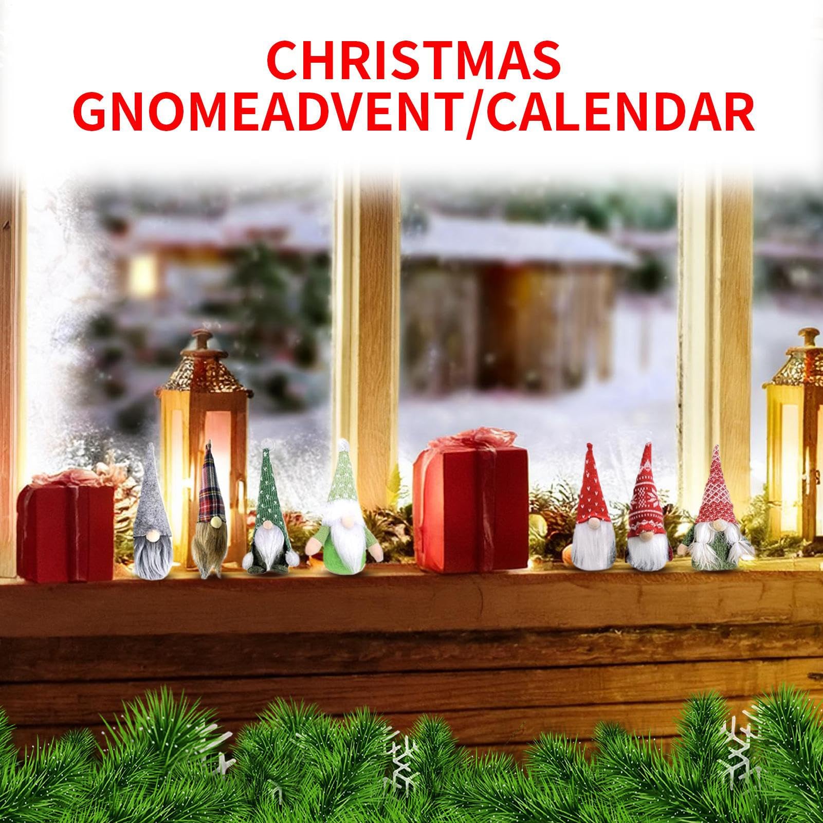 Calendario De Adviento - Calendario De Adviento Navideño 2025 Con 24 | Duendes - Decoración Del Hogar Coleccionable Para Cumpleaños Ventanas Entradas Estantes Árboles,Decoración para Mujer