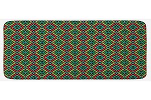 Ambesonne Afghan Kitchen Mat: Vibrant Geometric Shapes for a Touch of Tradition in Your Kitchen