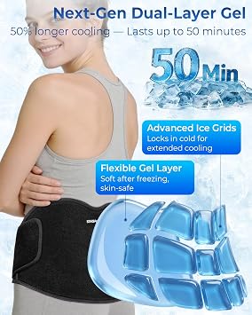 KingPavonini Reusable Ice Pack for Back Pain Injuries Instant Relief, Black