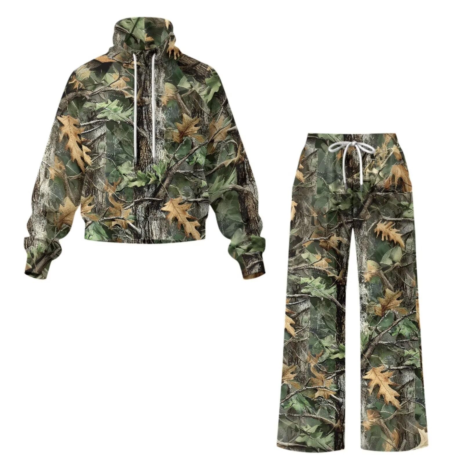 SEANATIVE Conjunto deportivo de 2 piezas para mujer, casual, cuello alto, sudadera y pantalones de pierna ancha, conjunto de chándal de gran tamaño a juego