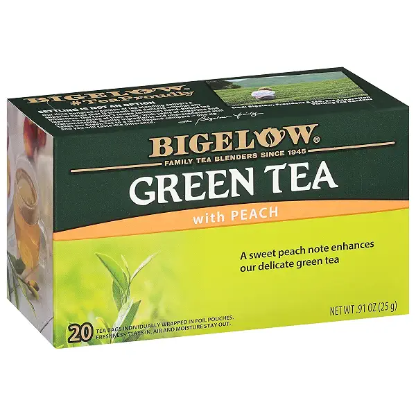 Bigelow Tea Green Tea with Peach, Caffeinated Tea with Green Tea and Peach, 20 Count Box (Pack of 6), 120 Total Tea Bags 1