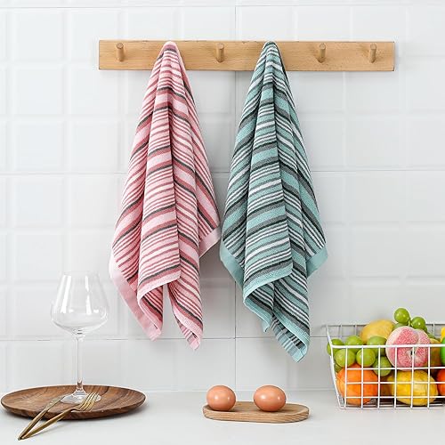 Miniatura 24 de SALAS Toallas de cocina para secar platos, toallas de cocina grandes de algodón, paños de toalla a rayas, juegos de toallas gruesas altamente