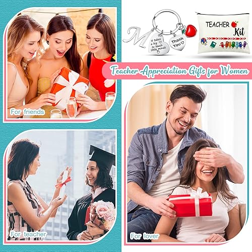 Miniatura 7 de MTLEE 2 piezas de regalo de agradecimiento para profesores de Navidad, kit de regalo para profesores, bolsa de maquillaje, bolsa de cosméticos,