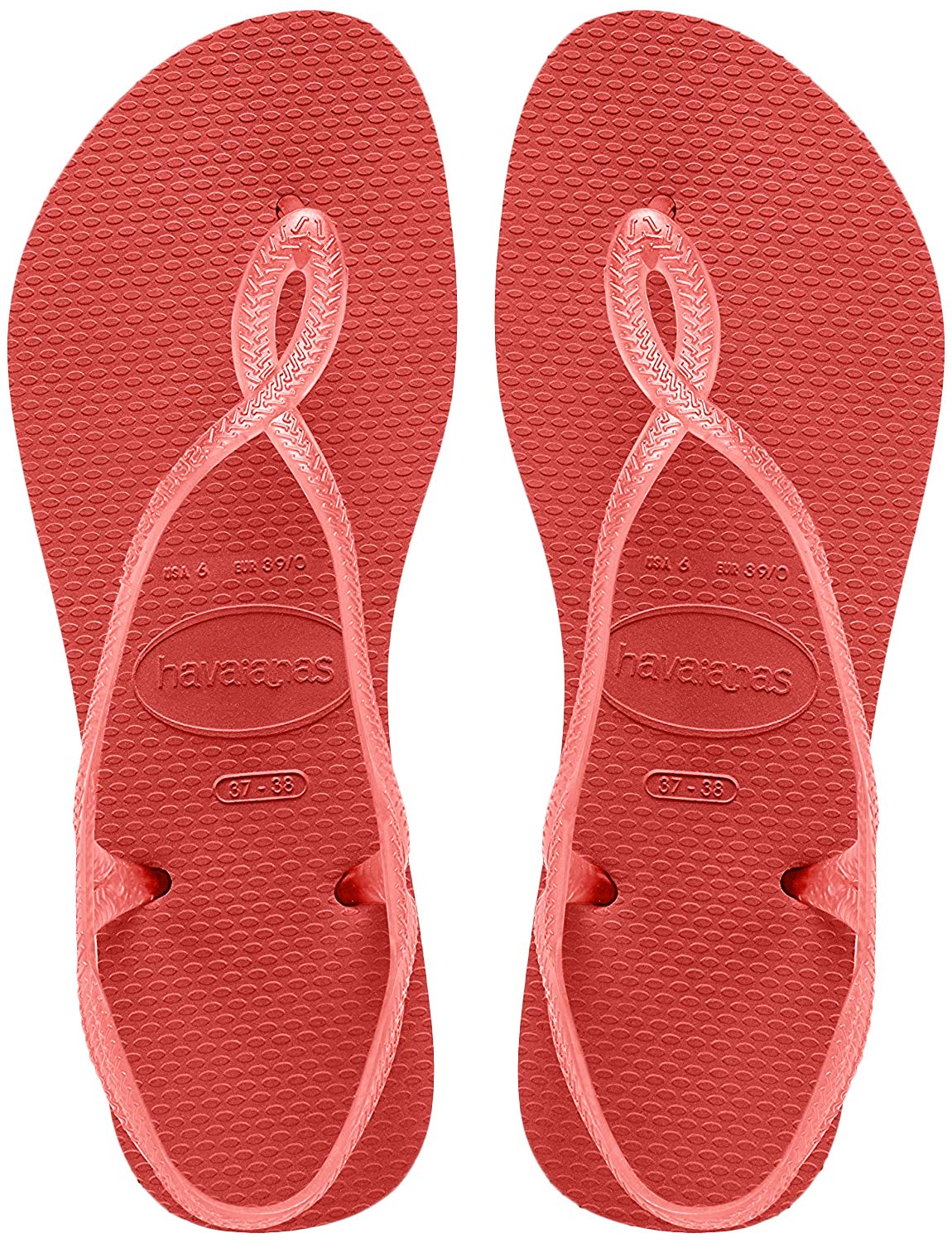 Havaianas Women's Luna Flip Flop Sandals, Around Ankle Straps, Roman Sandal,Coral New,41/42 BR (11-12 M US)