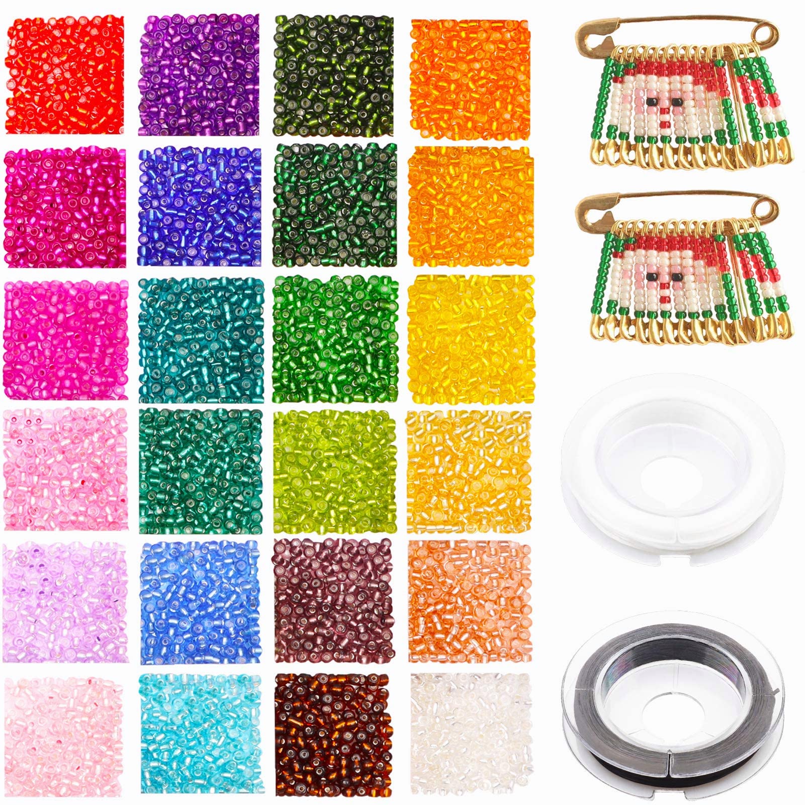 Prettme Multicolor D 3Mm Glass Seed Beads For Bracelet Making Kit, 4800Pcs 24 Colors Small Pony Tiny Beads Set For Embroidery Necklaces Earrings Crafting, Jewellery Making Kit