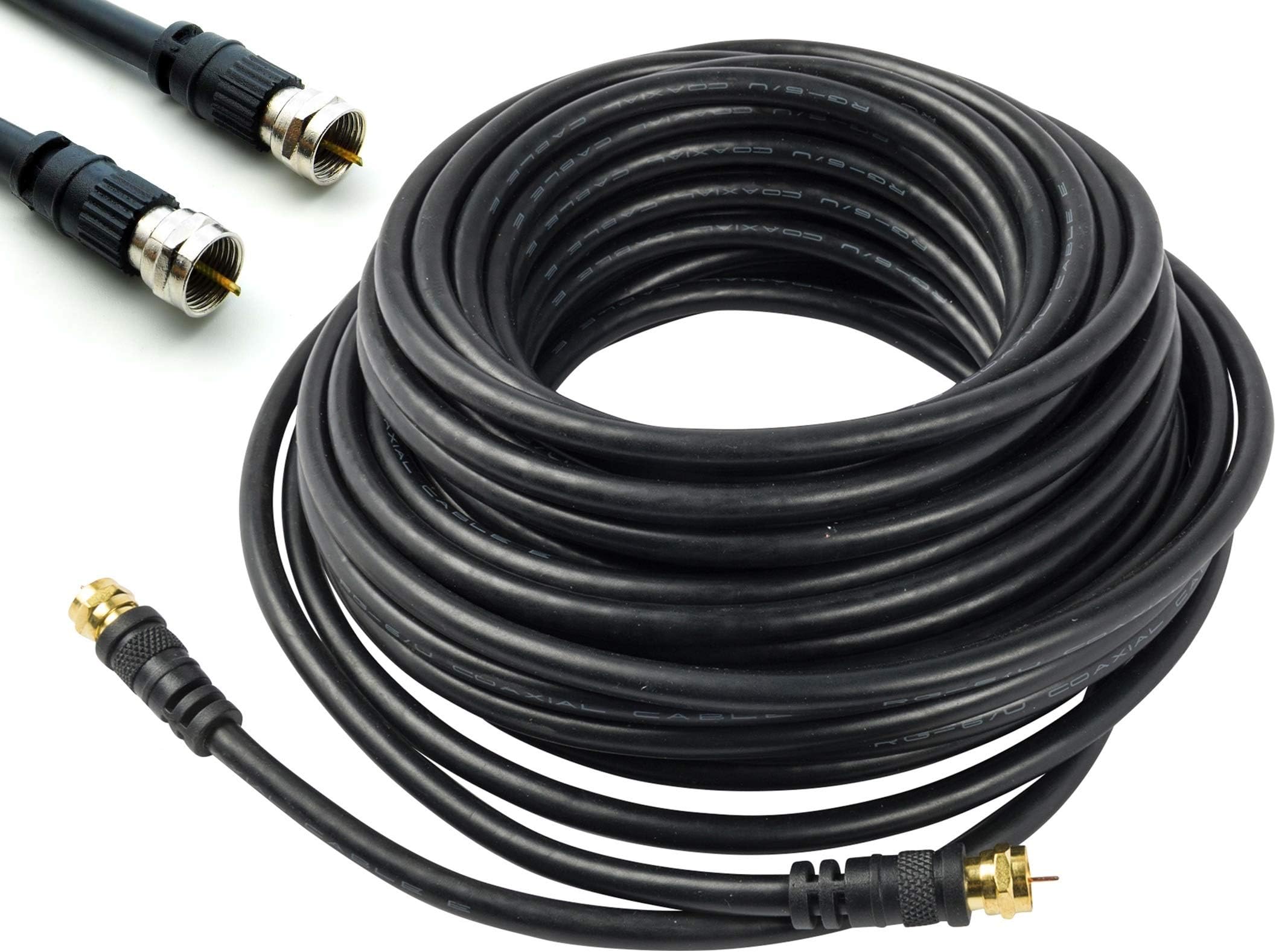 50' FT RG6 COAXIAL Cable Wire with Factory Sealed RG6 CONNECTORS UL