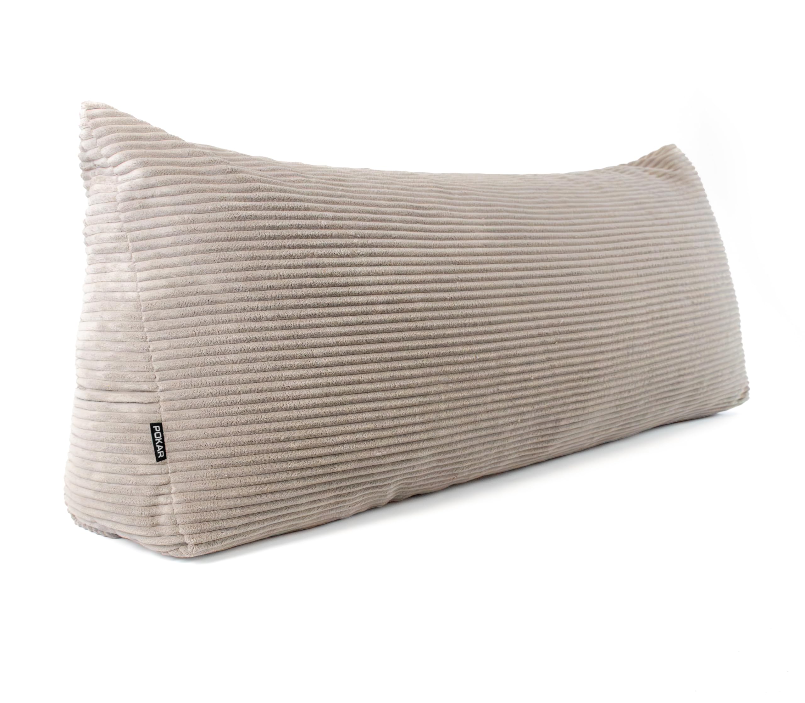 POKAR Wedge Pillow 100x50x20 cm | Reading Pillow with Back Support for Sofa and Bed | Large Backrest Cushion with Side Pockets | Headboard Triangular Cushion | Oeko Tex 100 Certified | Beige
