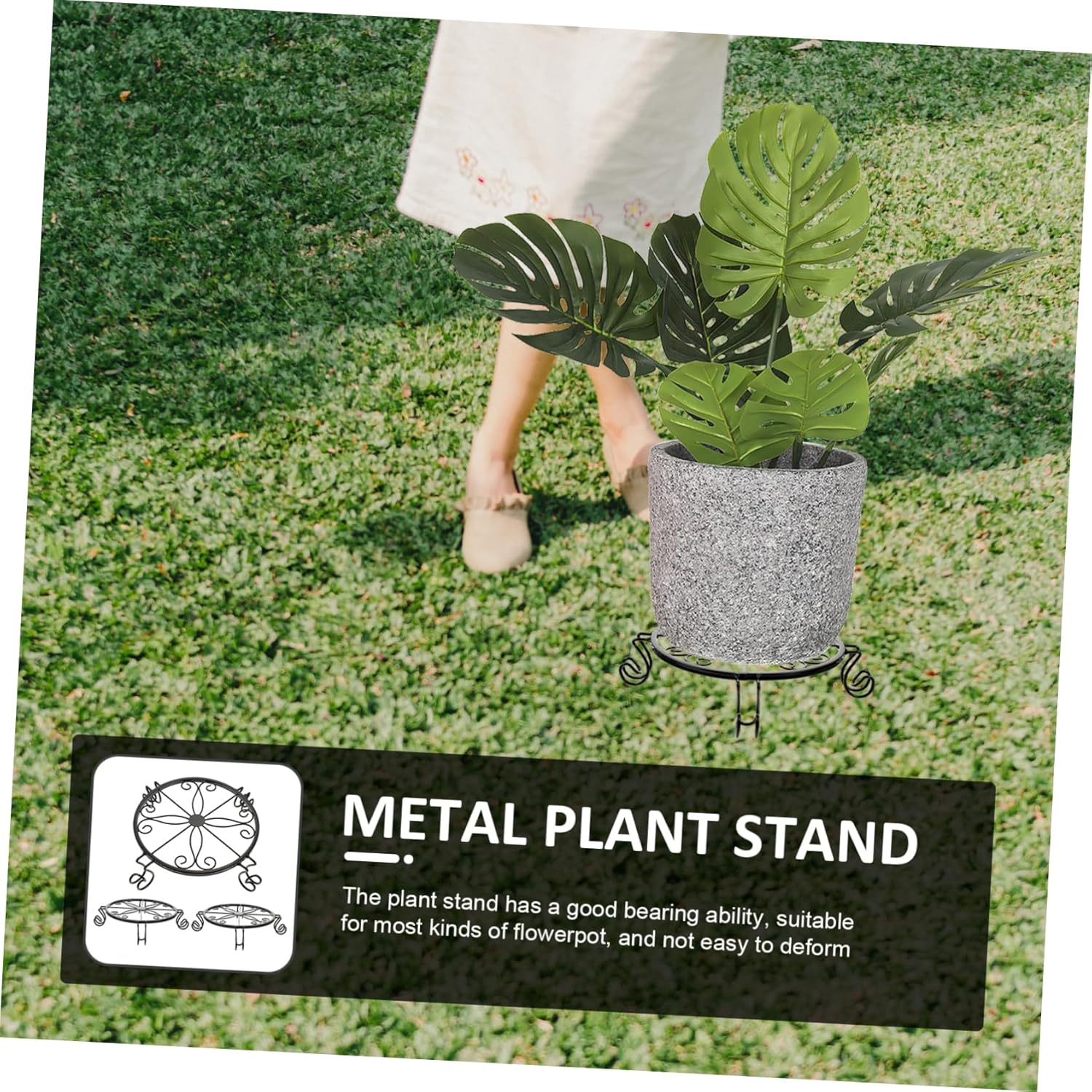 3pcs Iron Metal Plant Stand Flowerpot Holder for Indoor and Outdoor Use Elegant Design for Home Decor and Gardening for Room and Patio