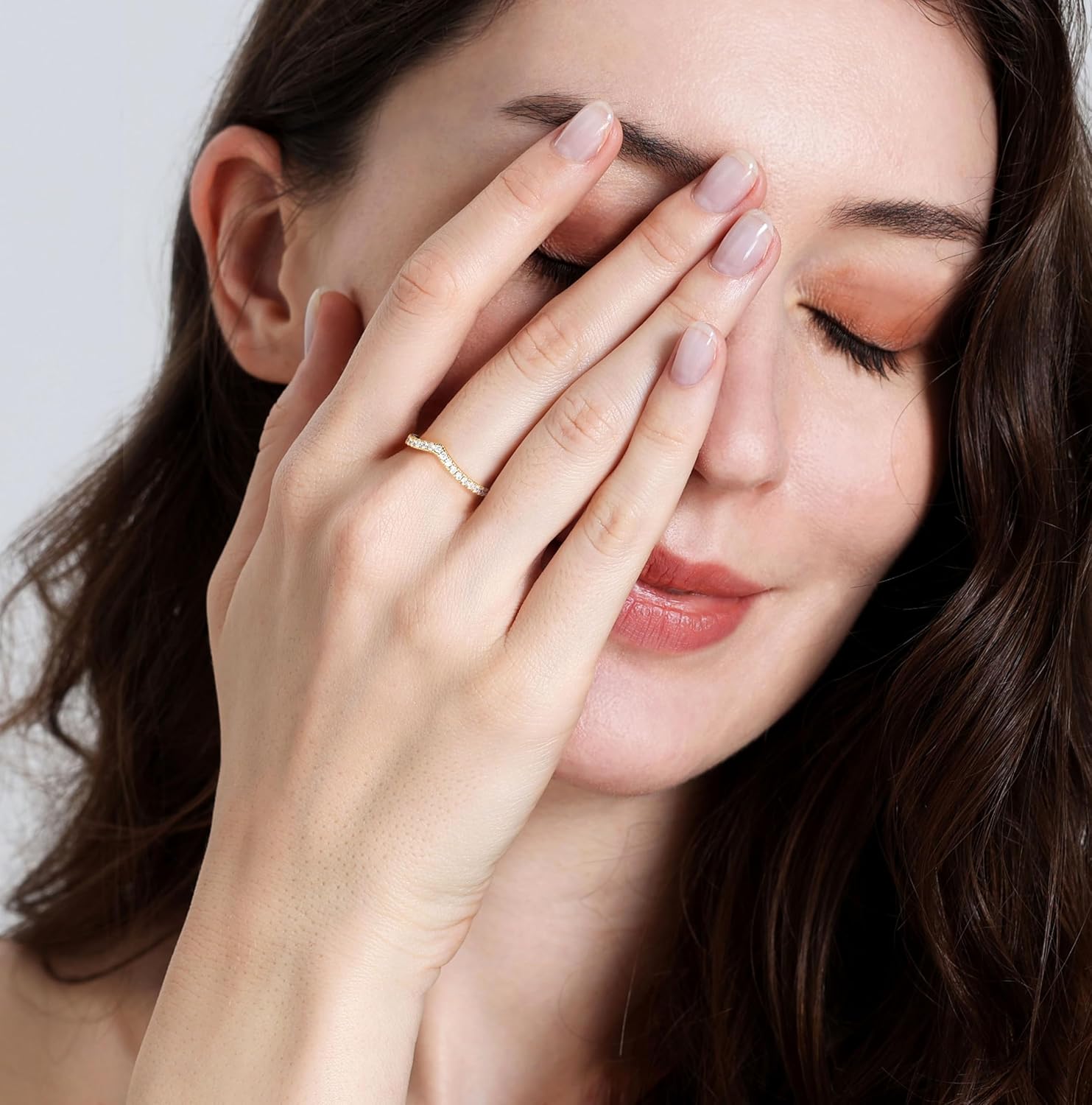 TIGRADE Cubic Zirconia Eternity Band V Shape CZ Stacking Engagement Ring for Women Size 3-12.5 - Image 4