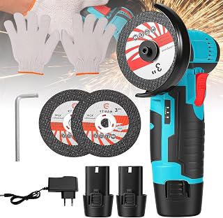 Cordless Angle Grinder, 550w Mini Cordless Angle Grinder, 12V Professional Cordless Discater with 2 Batteries 1200mAh,Angle Grinder for Grinding and Polishing, Cutting (2 Batteries)