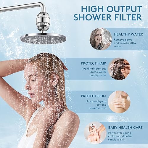 Miniatura 5 de Filtro de ducha de alto rendimiento para agua dura, filtro de 25 etapas para eliminar el cloro y las sustancias nocivas, incluyendo reactivos de
