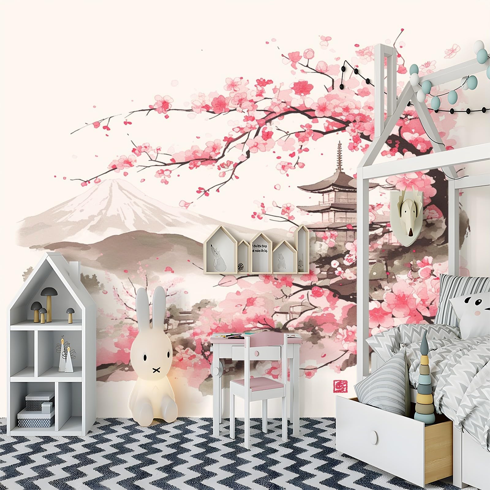 Fototapete 3D Sakura Im Japanischen Stil 400x280 cm Vlies Tapeten Wandtapete Moderne Wanddeko Design Wand Dekoration Wohnzimmer Schlafzimmer