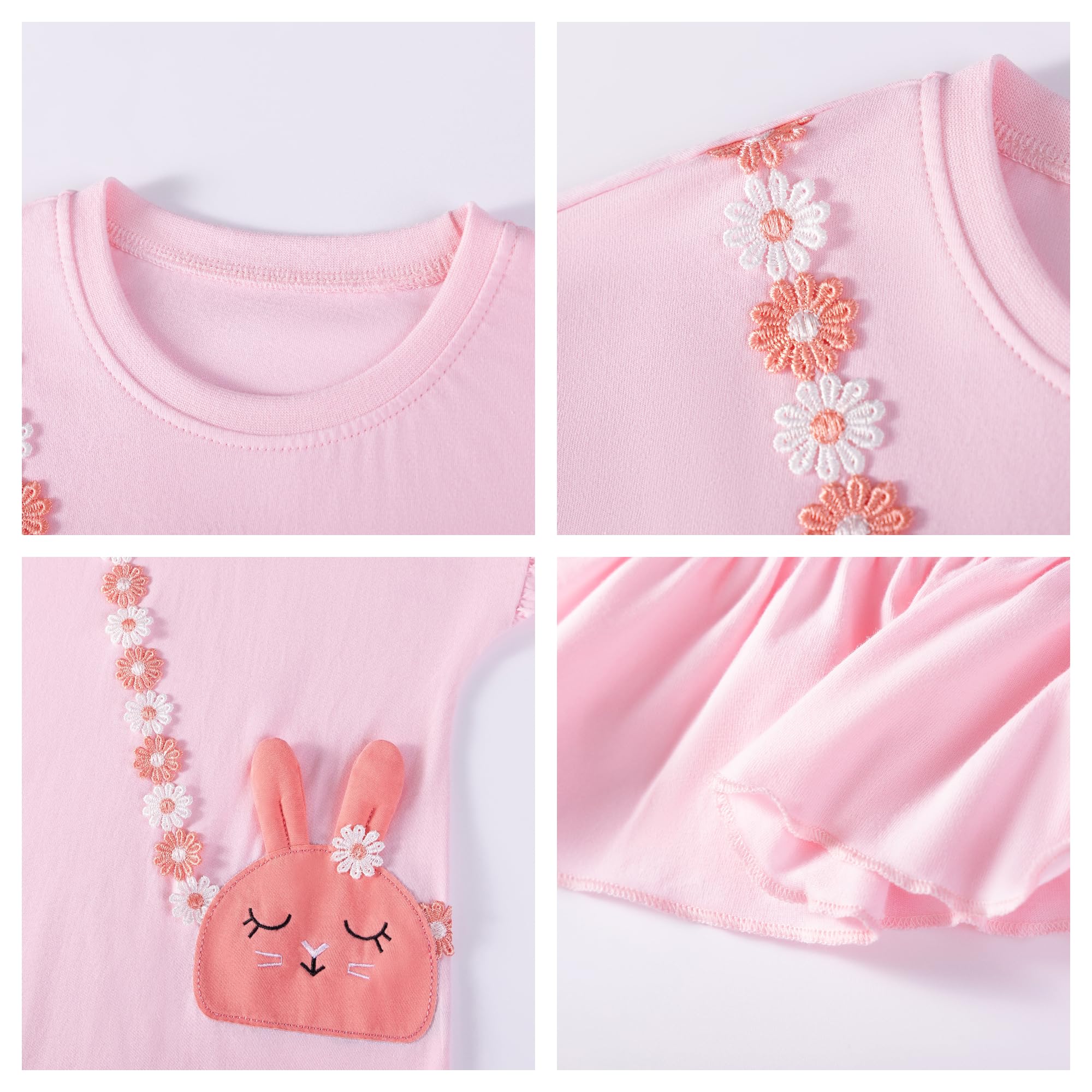 Vestido Niña Unicornio Vestidos Manga Algodón Animal Flores Verano Casual Vestido 2-8 Años — view 6