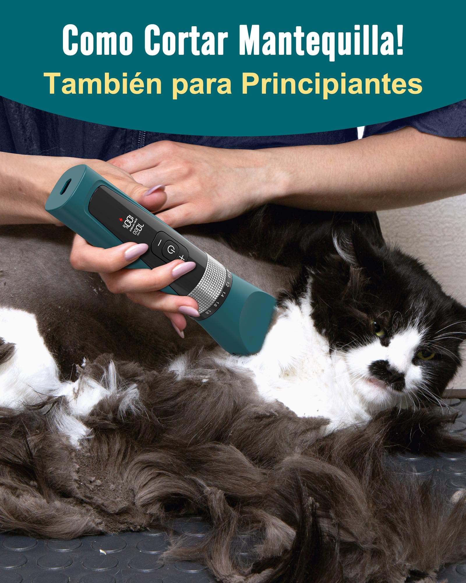 oneisall Cortapelos para gatos para pelo largo enmarañado, kit de aseo de gatos de 5 velocidades, inalámbrico, bajo ruido, cortadora de pelo de mascotas, afeitadora para perros, gatos, animales