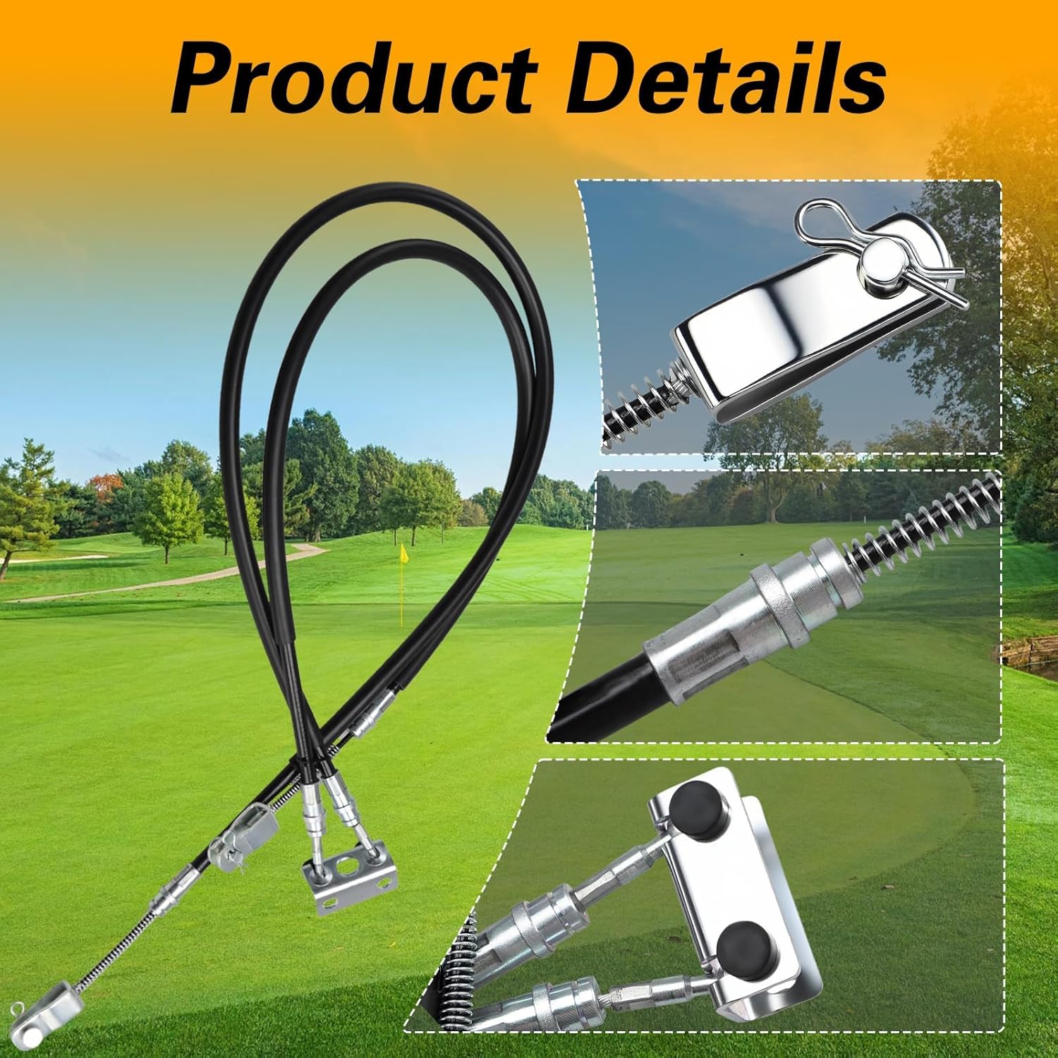 Golf Cart Brake Cable Driver & Passenger Side Brake Cables Stainless Steel Core Brake Repair Kit Compatible with EZGO TXT and Medalist Golf Cart 1994-UP Replace# 70716-G03 70273-G03 70969-G03