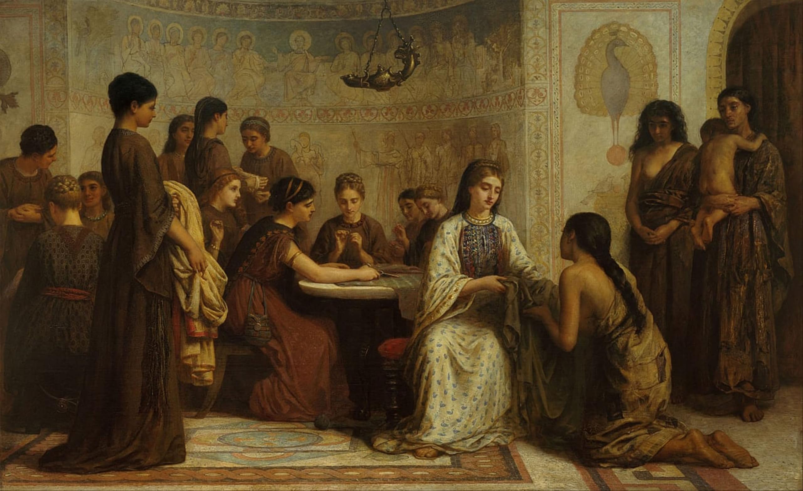 RZHRHJES Abstract Painting Poster Art Print Canvas Print Poster a Dorcas Meeting in the by Edwin Longsden Long Landscape Canvas Painting for Home Decor 60x90cm