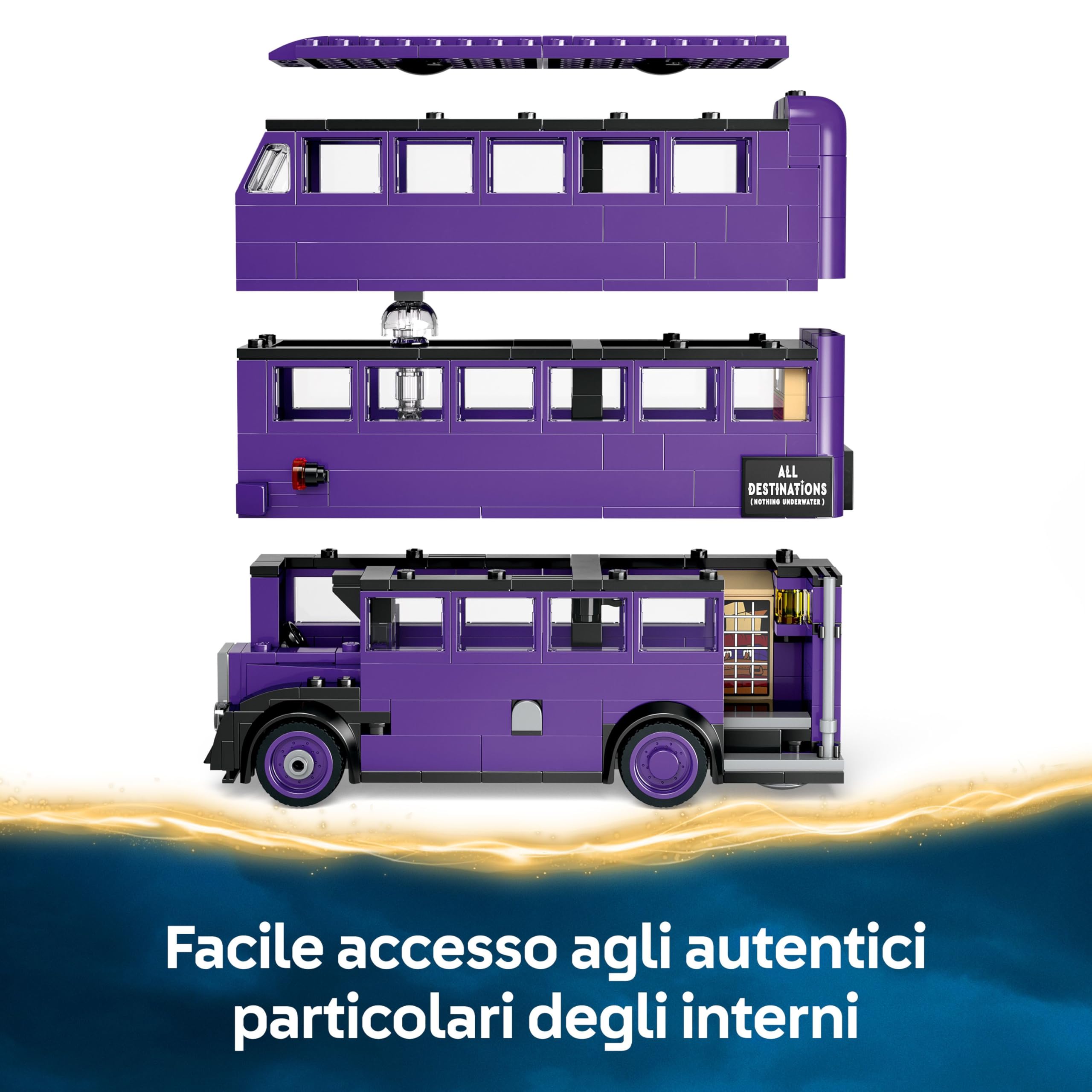 LEGO Harry Potter Avventura su Nottetempo - Autobus Giocattolo del Mondo Magico con 5 Minifigure da Collezione e Accessori come Bacchette Magiche - Regalo per Bambine e Bambini da 8 Anni - 76446