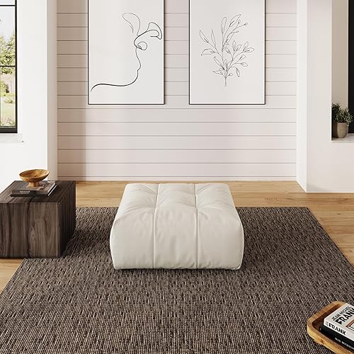 Ottoman,Down Fill Comfort Footrest,L Shape U Shape Cloud Modular Sectional Sofa for Living Room,Apartment,Office,Cream White