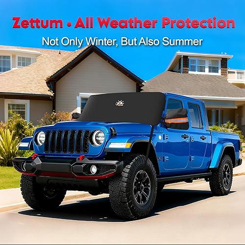 Vista 16 de Zettum Cubierta para parabrisas de automóvil para hielo y nieve, cubierta de nieve para parabrisas 600D con cubierta de espejo lateral, resistente