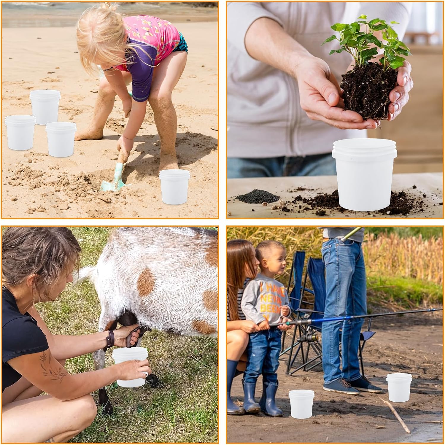 24 Pack Small Paint Bucket for Painting Pint Touch Up Paint Containers with Lids Empty Paint Cans Plastic Paint Storage Containers 1/2 Quart Paint Cans Hand Held Paint Pail for Leftover Paint - Image 6