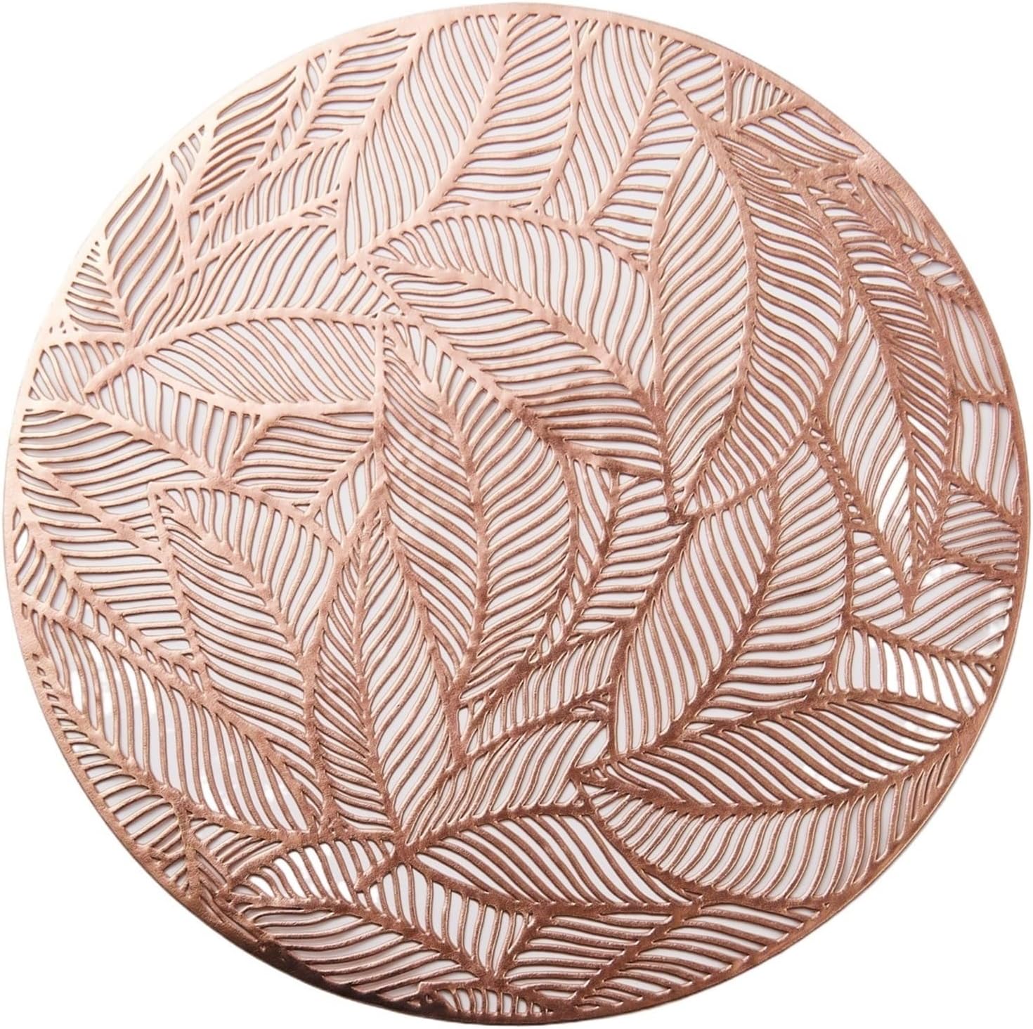 1PCS Round Dining Table Mats PVC Pressed Leaf Pattern Placemats Party/Wedding Round Coaster Placemats