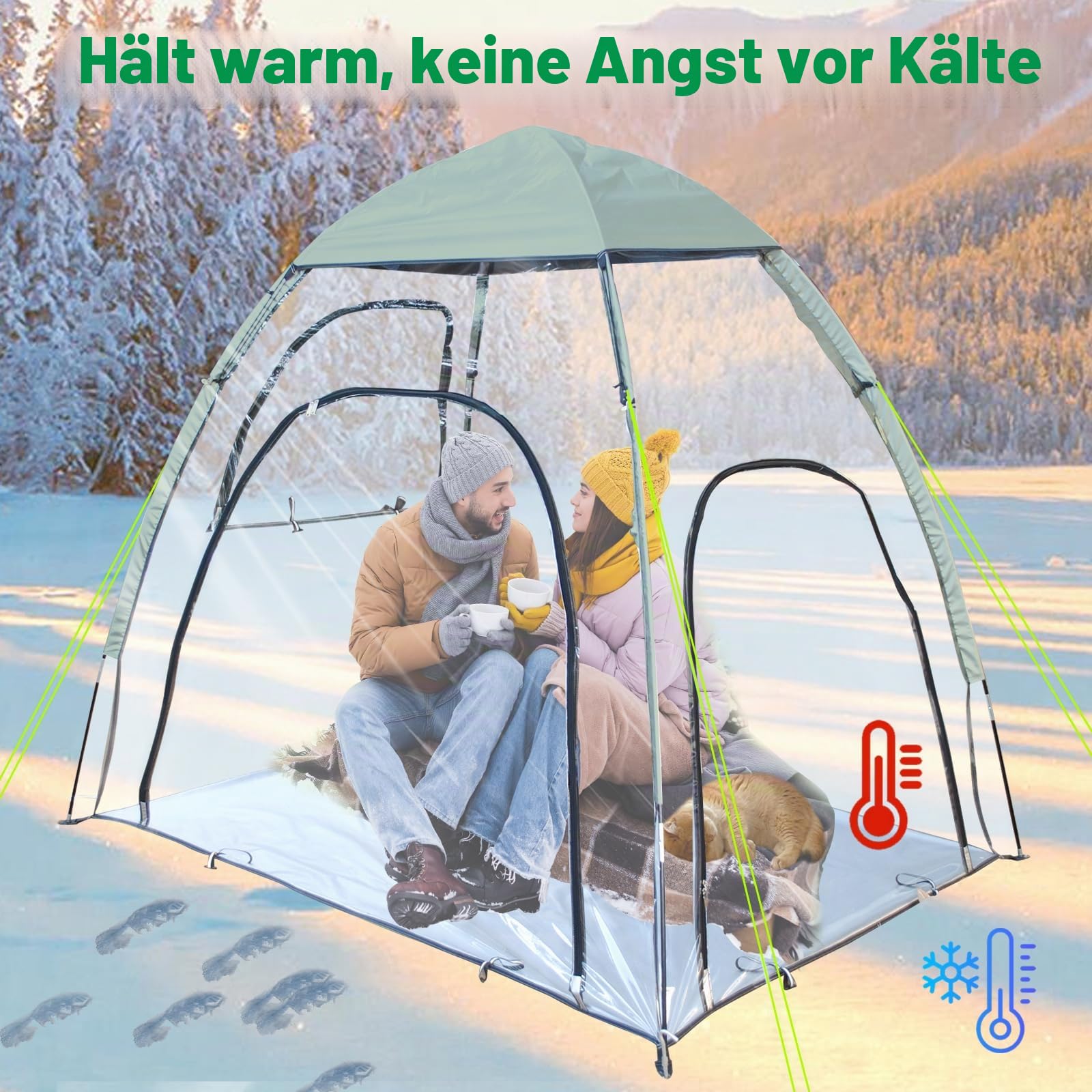 Große, transparente Zelte für 2 Personen, Sportzelt, wasserdicht, kaltes Wetter, sauberes Pop-Up-Zelt, Regen- und Sonnenschutz, zum Beobachten von