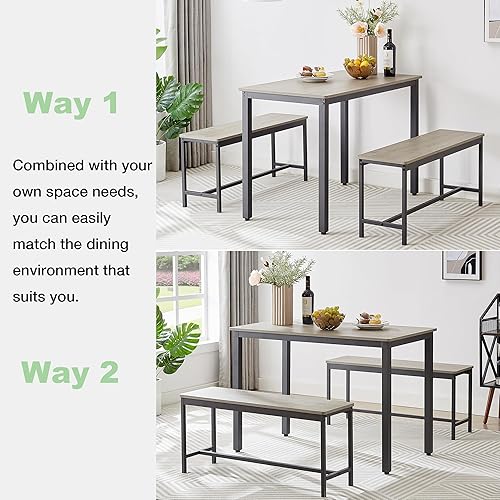 Miniatura 3 de Mesa de cocina pequeña y sillas para 4, mesa de comedor y 2 sillas, 1 banco, mesa y sillas, juego de 4 para espacios pequeños, apartamento,