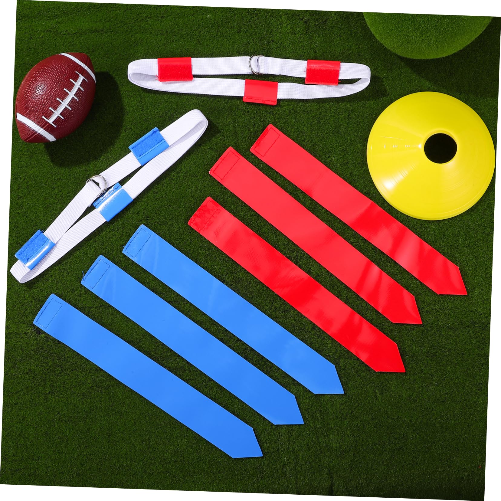 Garneck 16 Pièces Kit d'entraînement de rugby Ceinture cônes drapeau football trousses flag-football pour les enfants Équipement d'entraînement de football équipement de football
