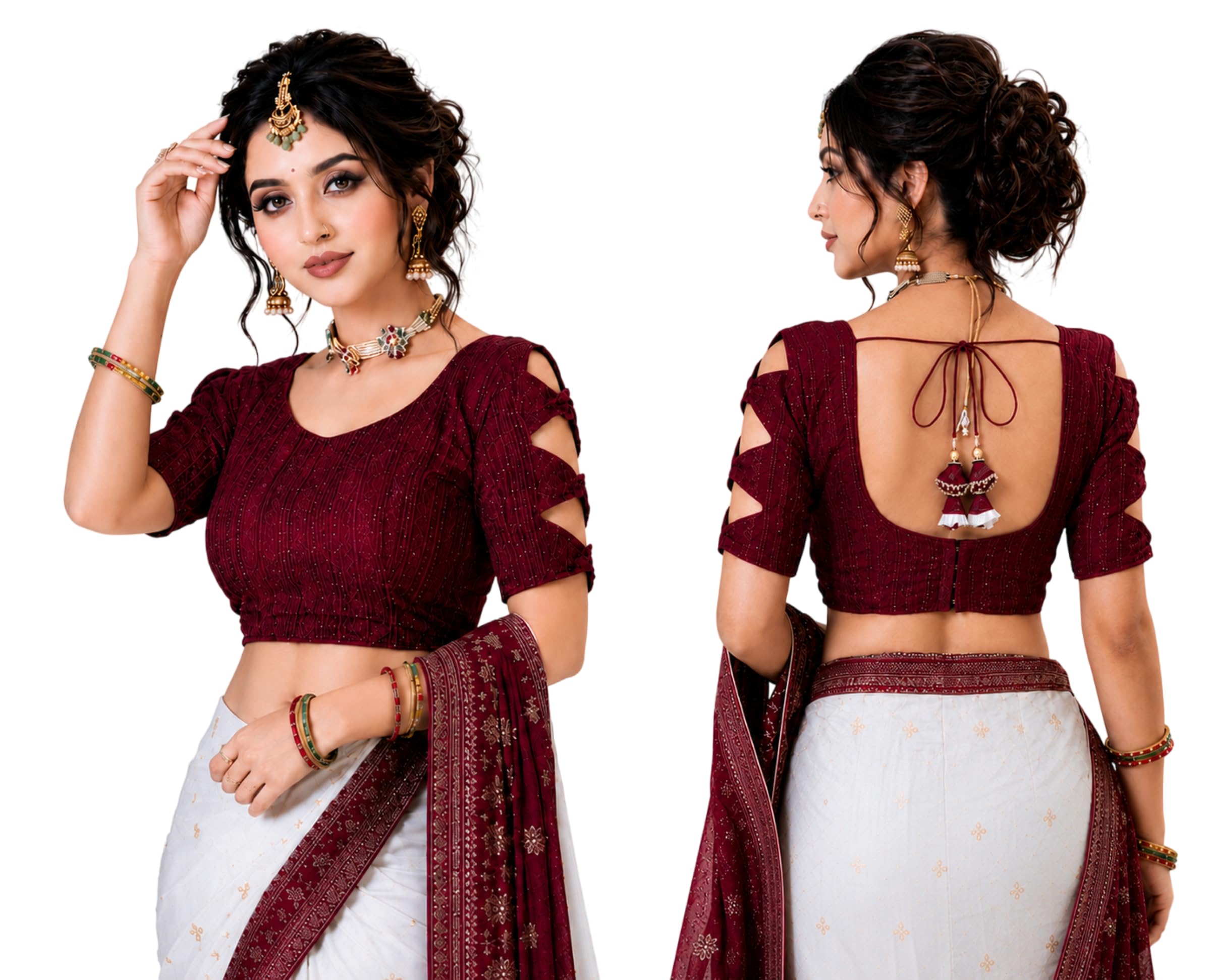 Georgette Padded Blouse for Women, Free Size Alterable [ 30-38 ]-picture-13