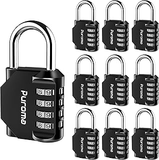 Puroma 10 Pack Combination Lock for Locker 4 Digit Outdoor Waterproof Padlock for School, Gym, Sports, Fence, Toolbox, Gate, Case, Outdoor, Hasp Storage, Cabinets (Black)