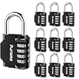 Puroma 10 Pack Combination Lock for Locker 4 Digit Outdoor Waterproof Padlock for School, Gym, Sports, Fence, Toolbox, Gate, Case, Outdoor, Hasp Storage, Cabinets (Black)