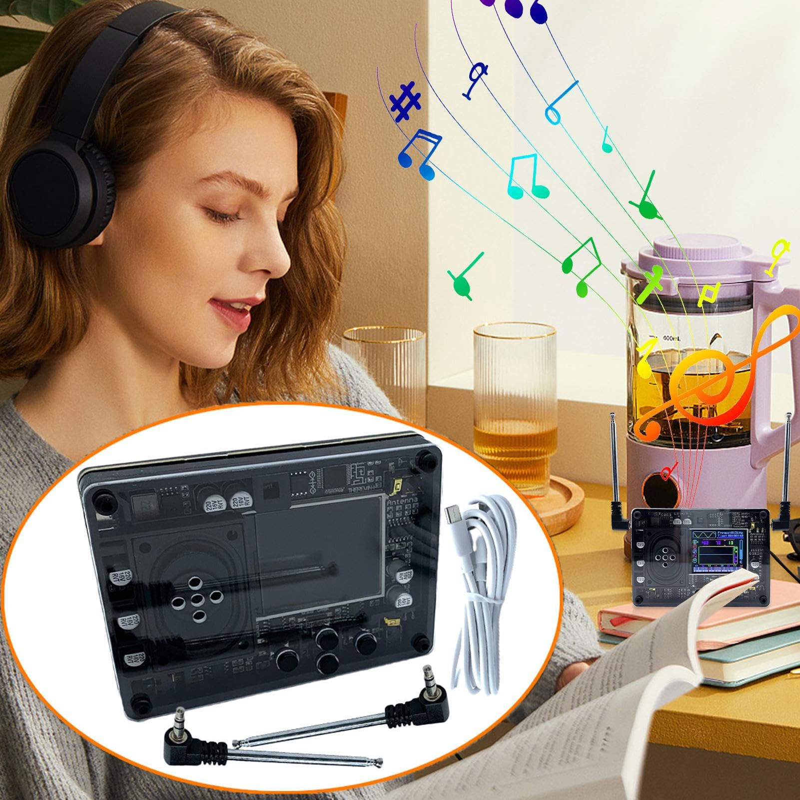 Theremin - Strumento musicale con schermo OLED, dispositivo creativo | elettronico, tastiera multi suono retrò, strumento musicale portatile con design innovativo, accessorio da viaggio per