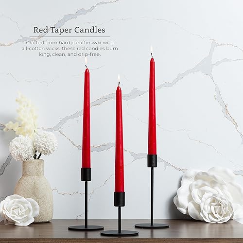 Miniatura 5 de Bask Velas cónicas de 10 pulgadas, sin perfume y sin goteo, se queman durante 8 horas, decoración del hogar para mesa de comedor, cocina y