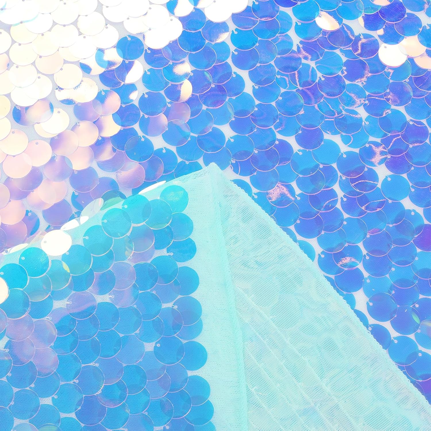 QueenDream Green Sequin Table Cloth: 51x35 Inches Sequin Payette Tablecloth - Iridescent Glitter Fabric for Girls Wedding Mermaid Party Birthday Decorations