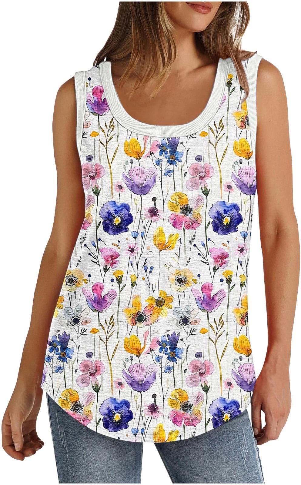 Tank Tops Women,Vest Tops Ladies UK Sale Clearance Scoop Neck Sleeveless Gym Shirts Casual Loose Fit Sports Runing Tunic Tops Camisoles Plain Blouses Basic Tee Summer Cami Tops Tanks
